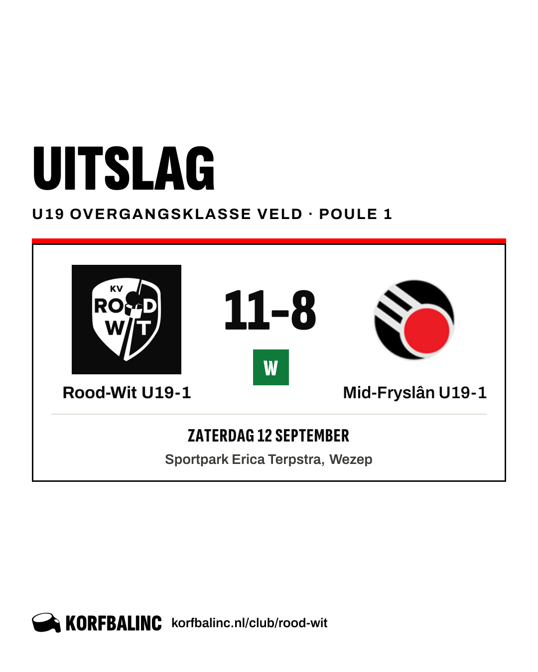 Rood-Wit U19-1 - Mid-Fryslân U19-1
