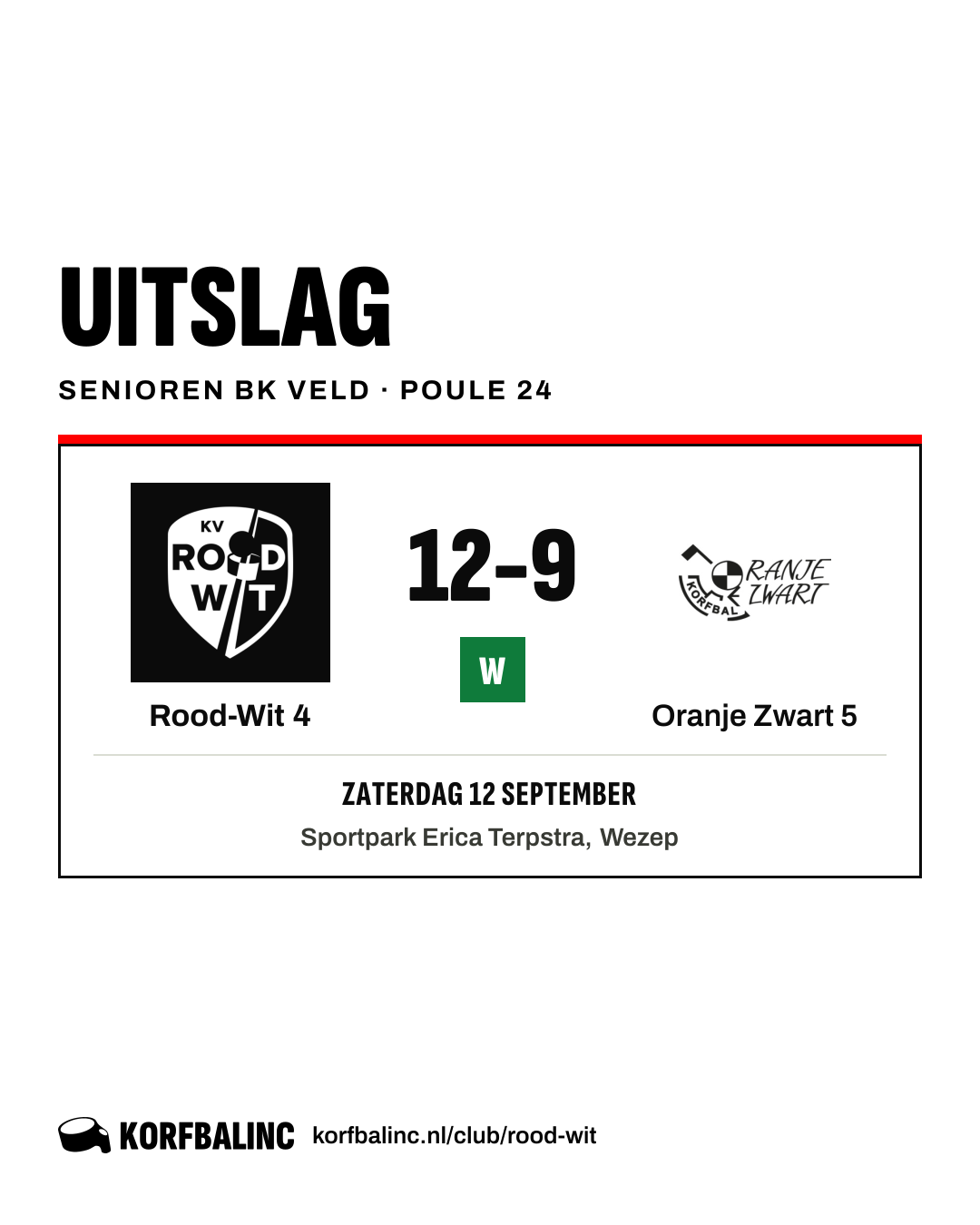 Rood-Wit 4 - Oranje Zwart 5