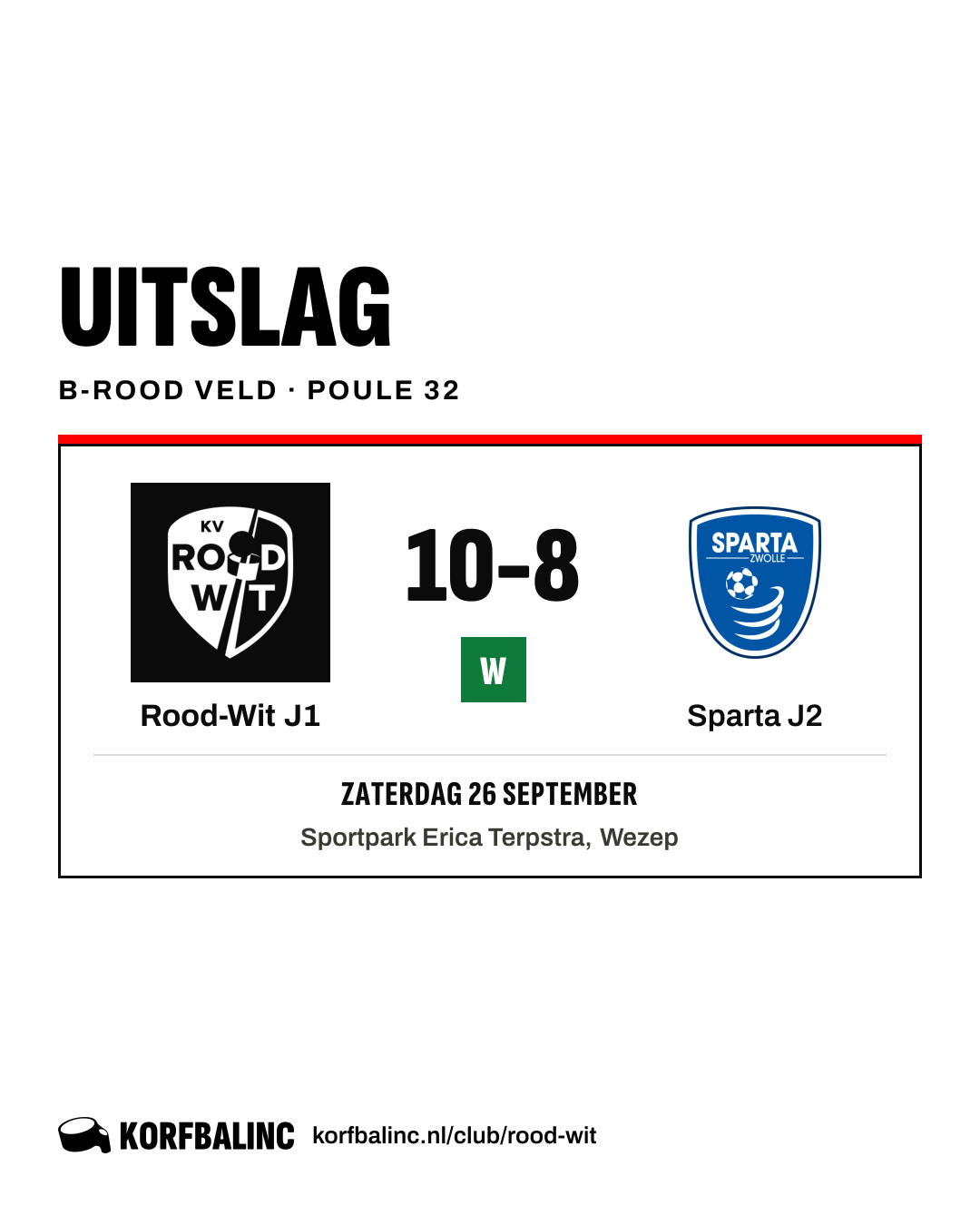 Rood-Wit J1 - Sparta J2