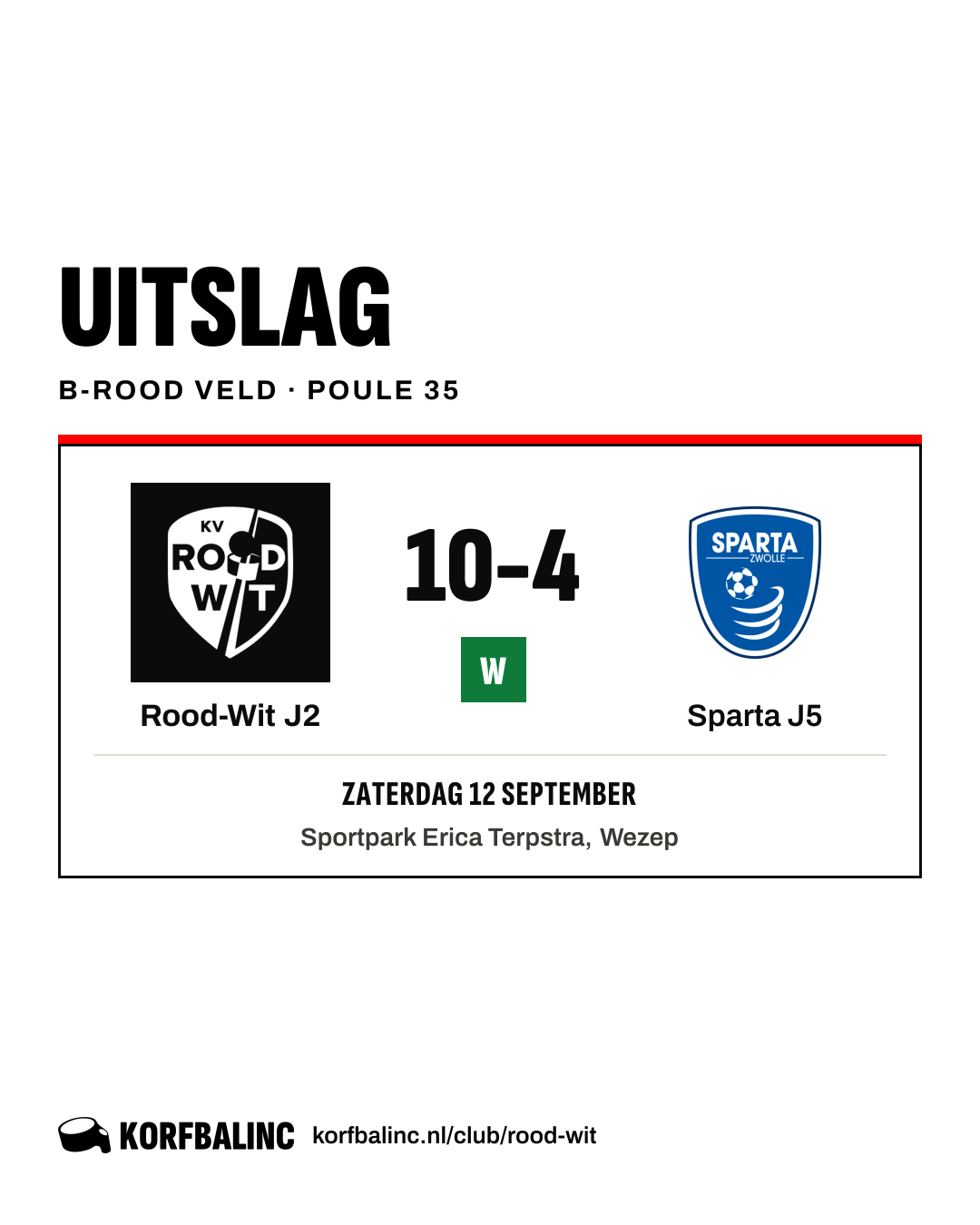 Rood-Wit J2 - Sparta J5