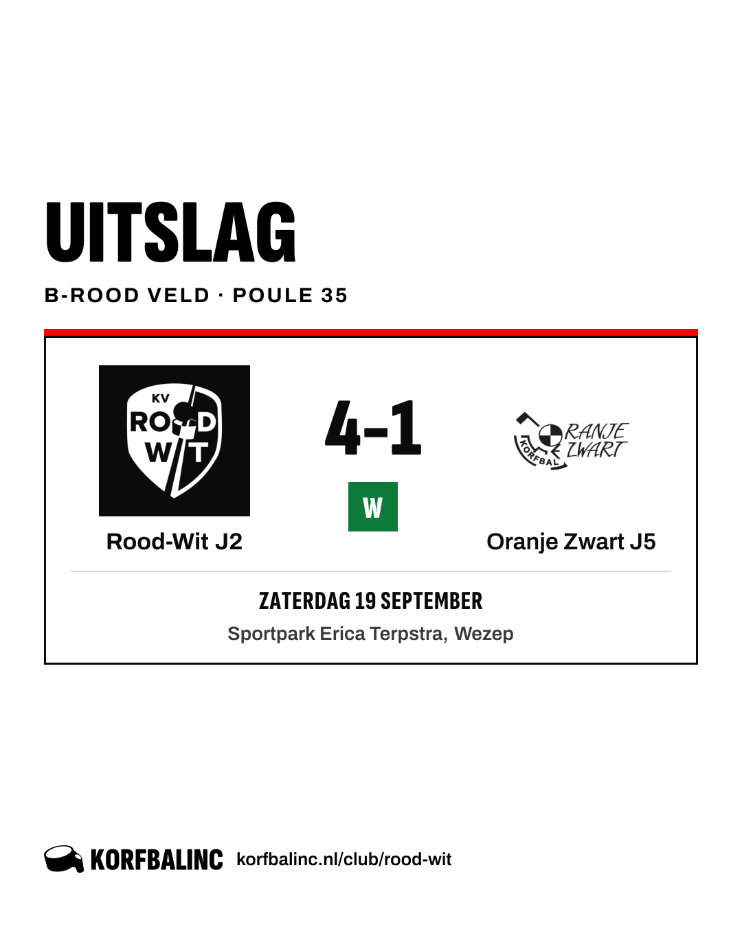 Rood-Wit J2 - Oranje Zwart J5