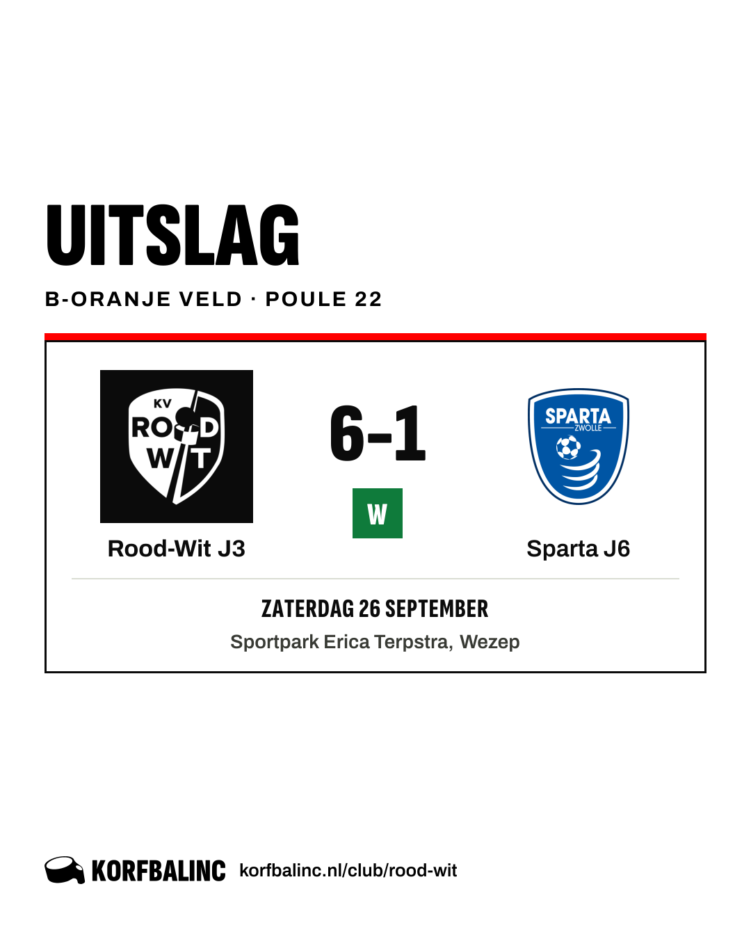 Rood-Wit J3 - Sparta J6
