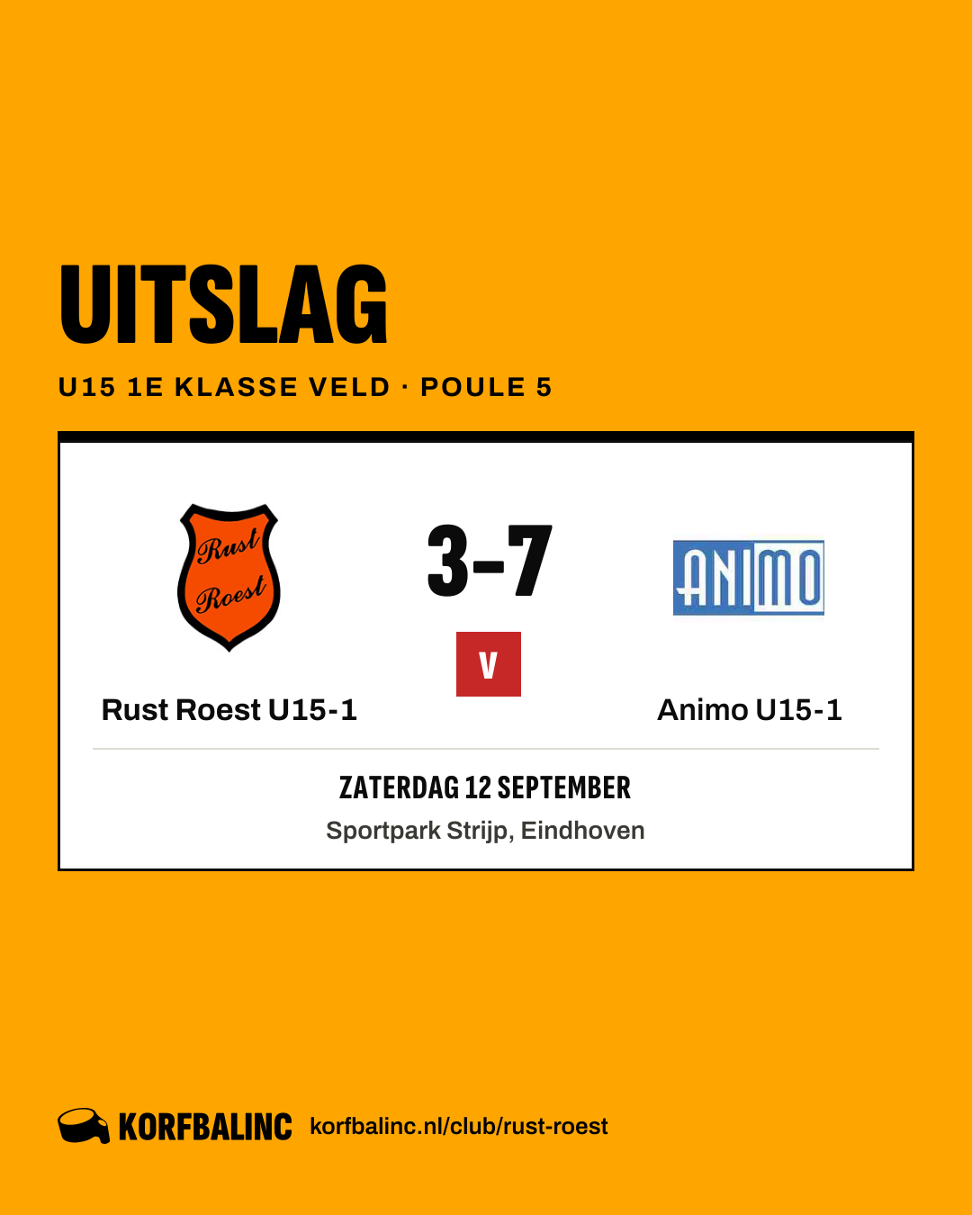 Rust Roest U15-1 - Animo U15-1