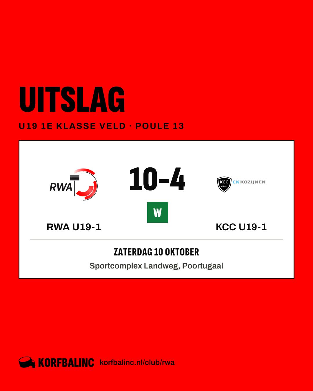 RWA U19-1 - KCC U19-1