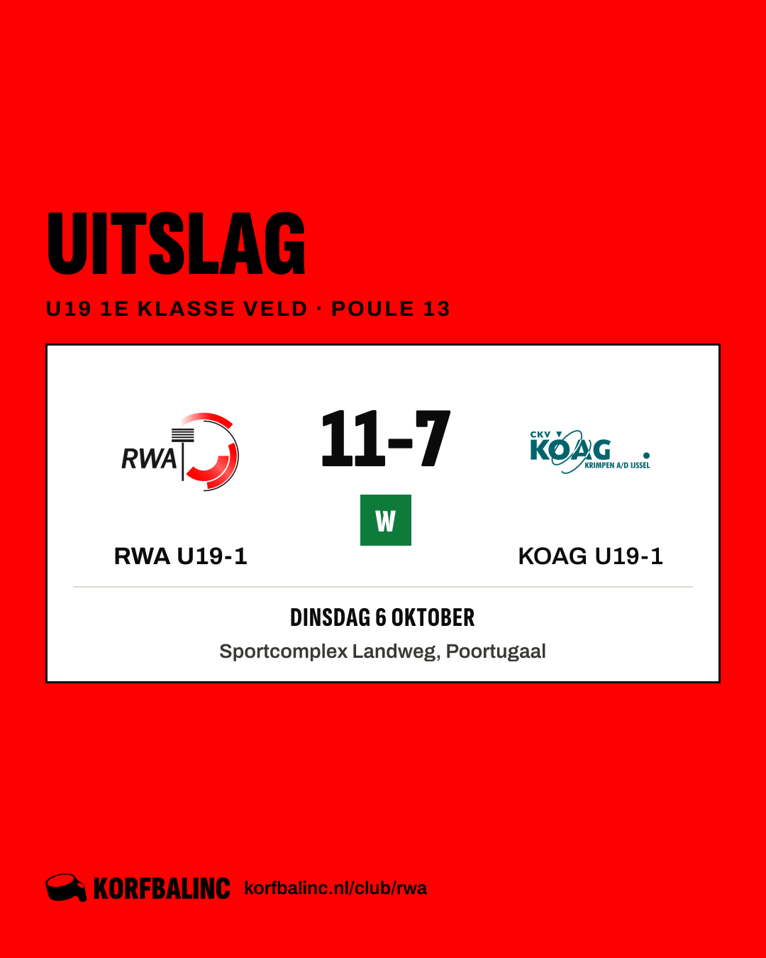 RWA U19-1 - KOAG U19-1