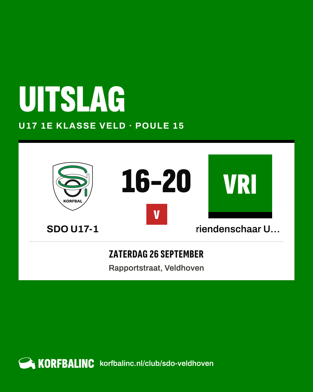 SDO U17-1 - Vriendenschaar U17-1