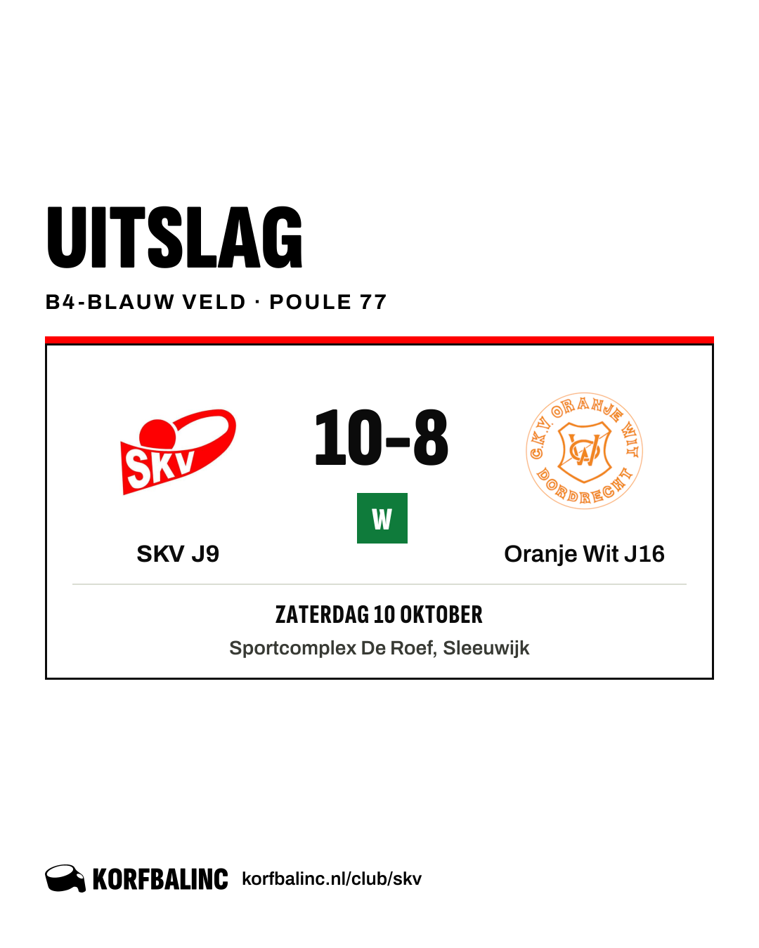 SKV J9 - Oranje Wit J16