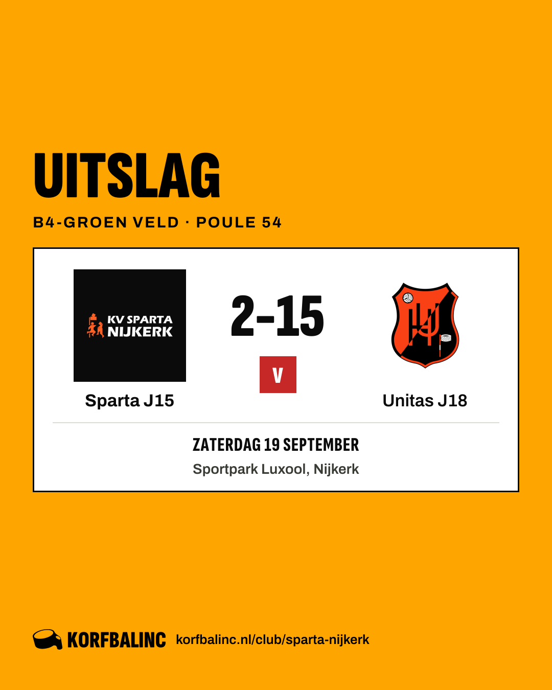 Sparta J15 - Unitas J18