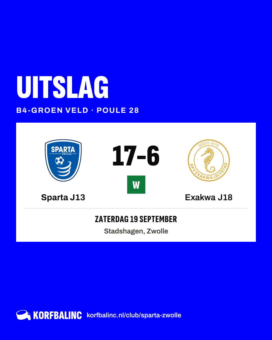 Sparta J13 - Exakwa J18