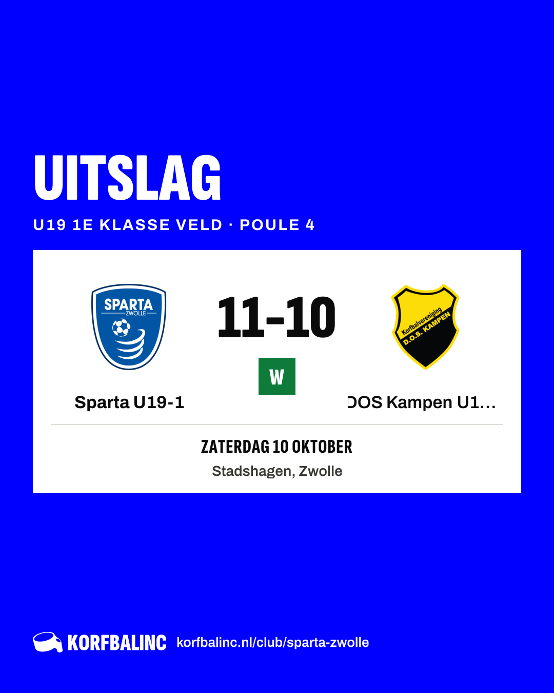 Sparta U19-1 - DOS Kampen U19-1