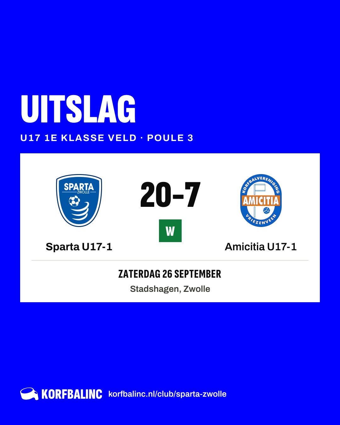 Sparta U17-1 - Amicitia U17-1