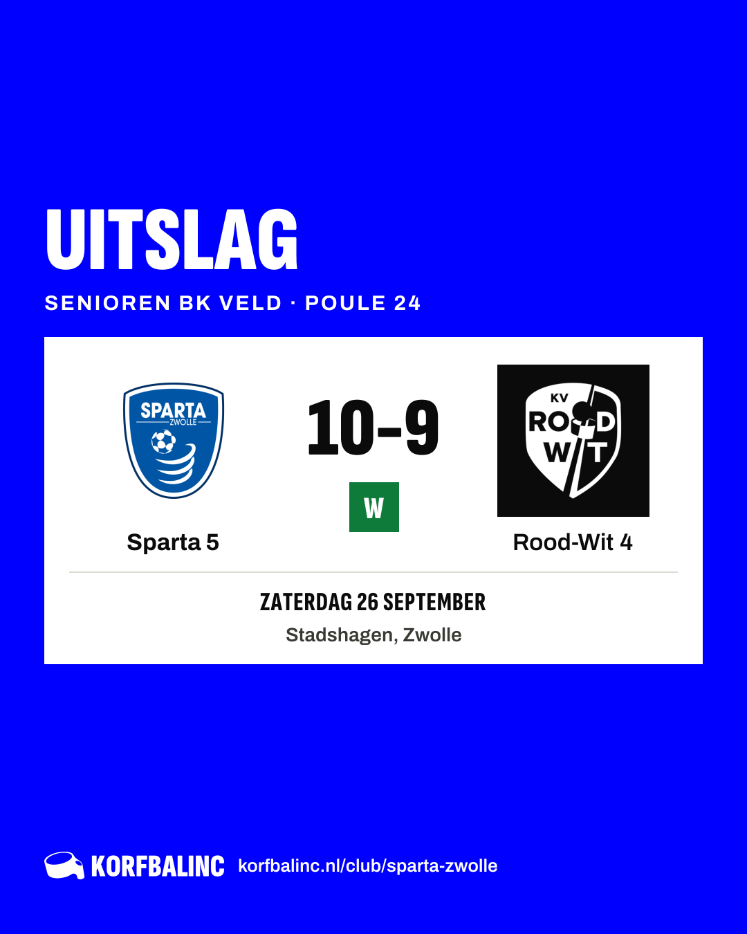 Sparta 5 - Rood-Wit 4