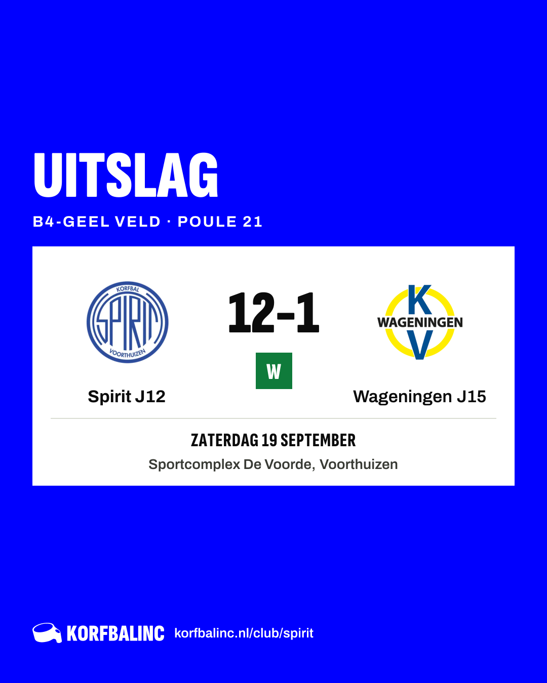 Spirit J12 - Wageningen J15