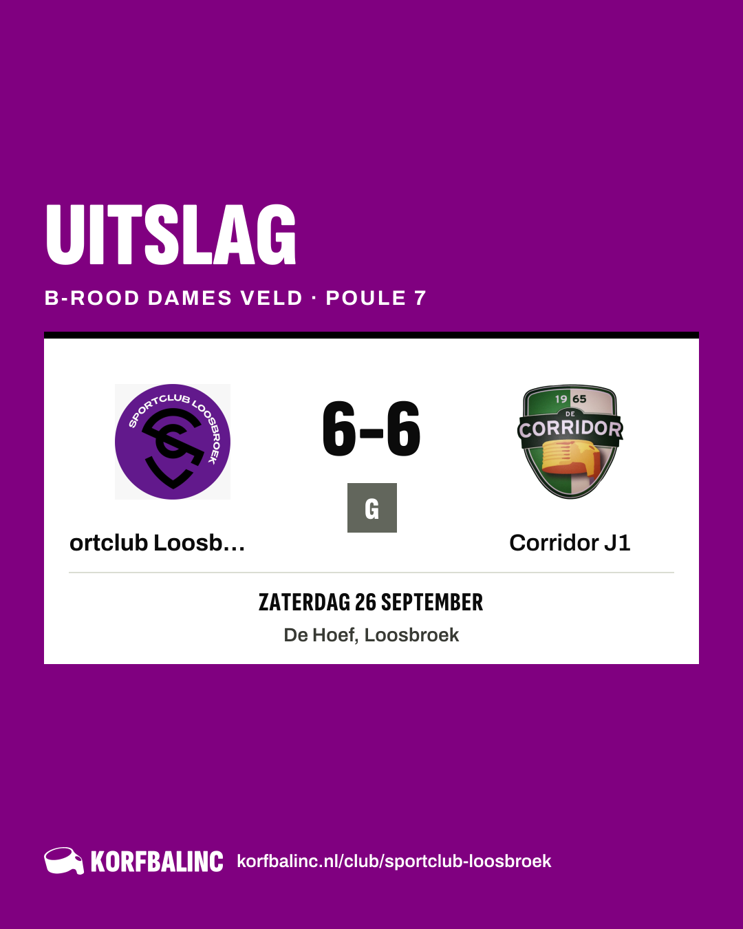 Sportclub Loosbroek J1 - Corridor J1