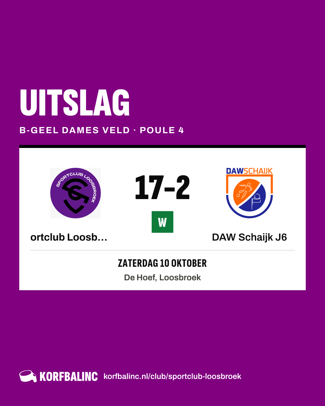 Sportclub Loosbroek J4 - DAW Schaijk J6