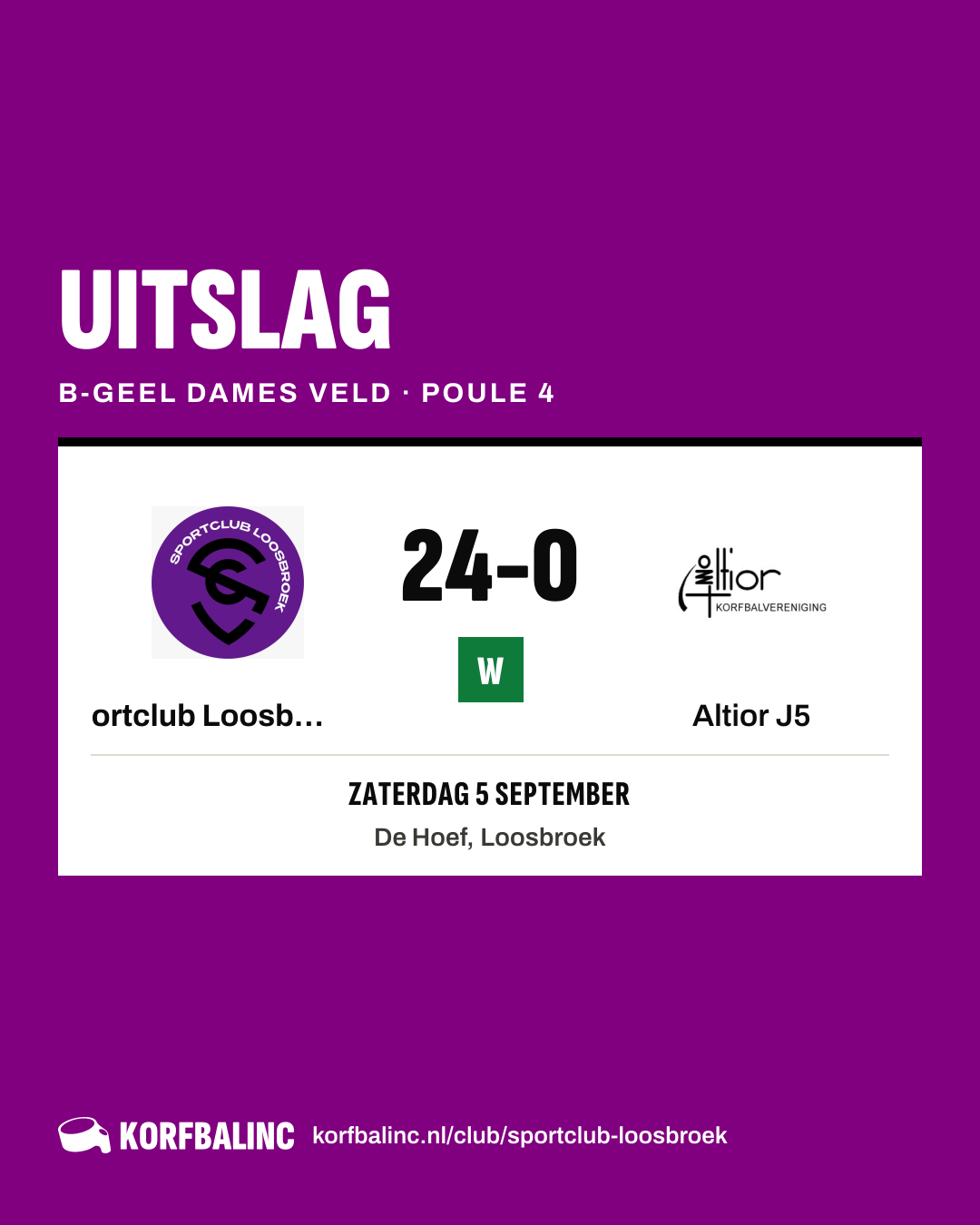 Sportclub Loosbroek J4 - Altior J5