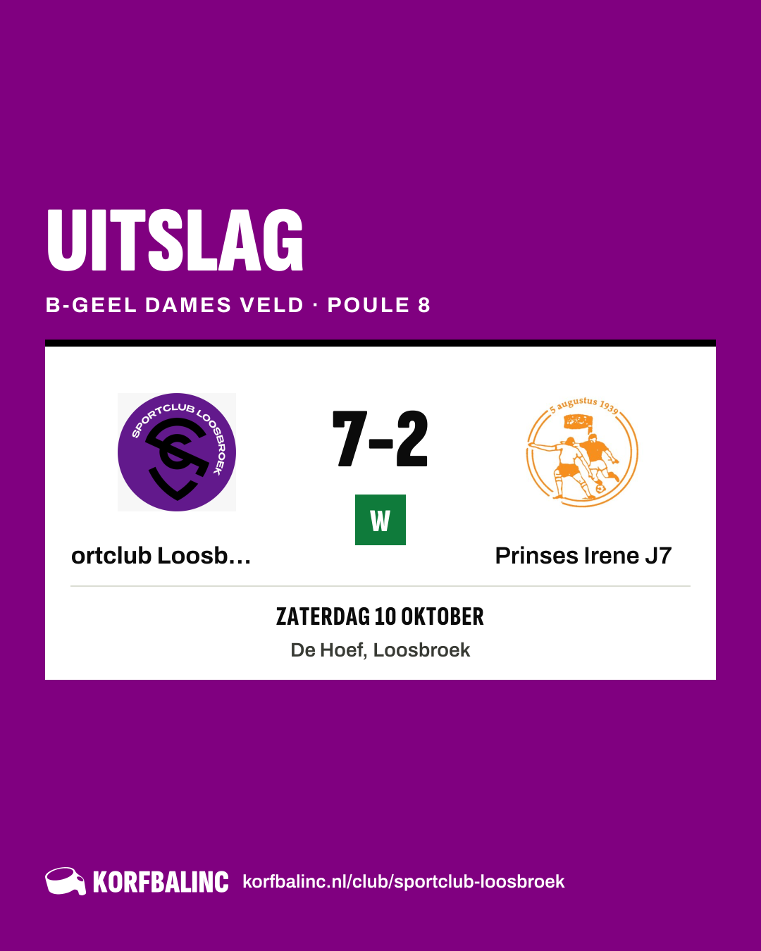 Sportclub Loosbroek J5 - Prinses Irene J7