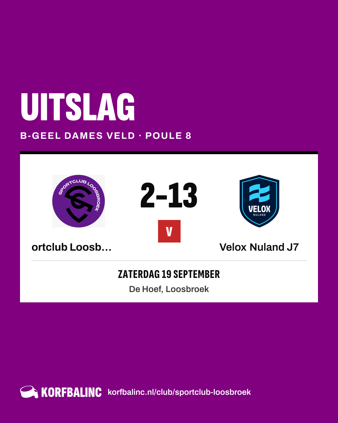 Sportclub Loosbroek J5 - Velox Nuland J7