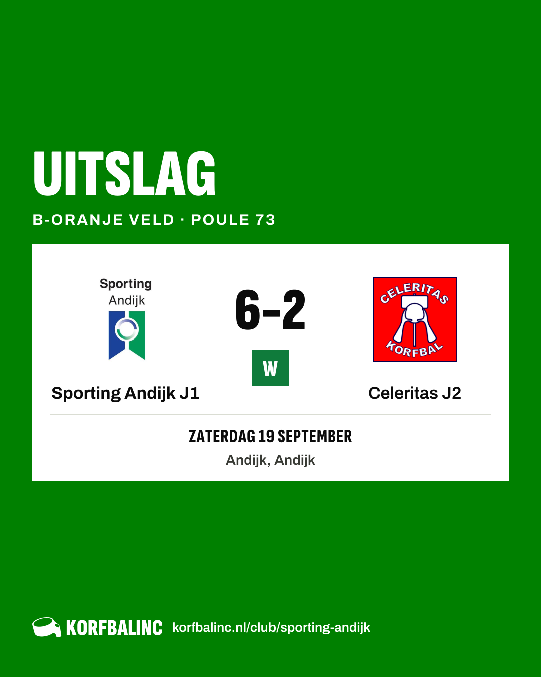 Sporting Andijk J1 - Celeritas J2