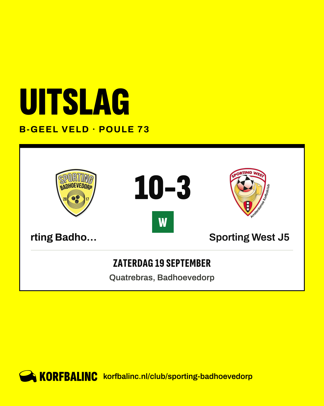 Sporting Badhoevedorp J3 - Sporting West J5