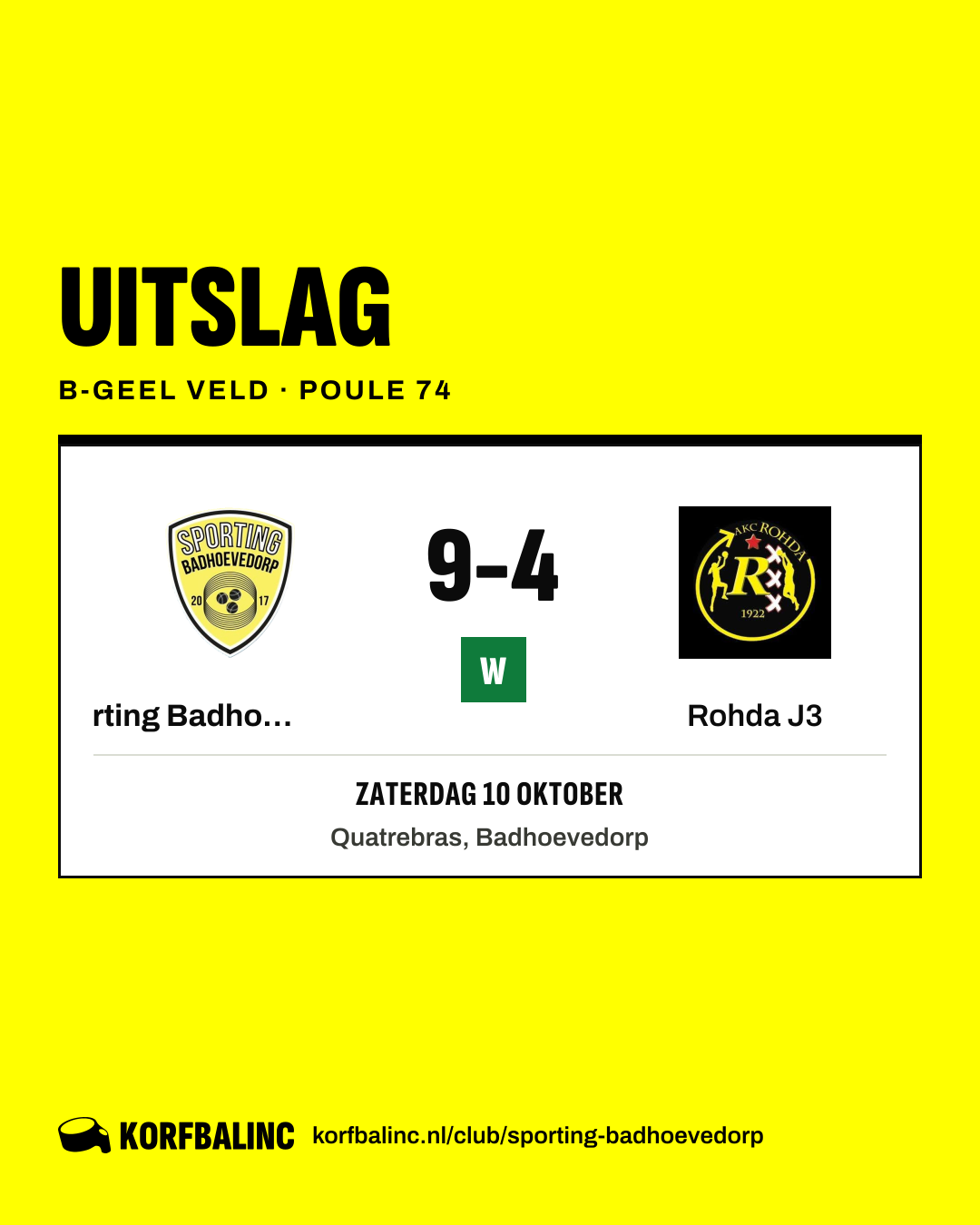 Sporting Badhoevedorp J4 - Rohda J3