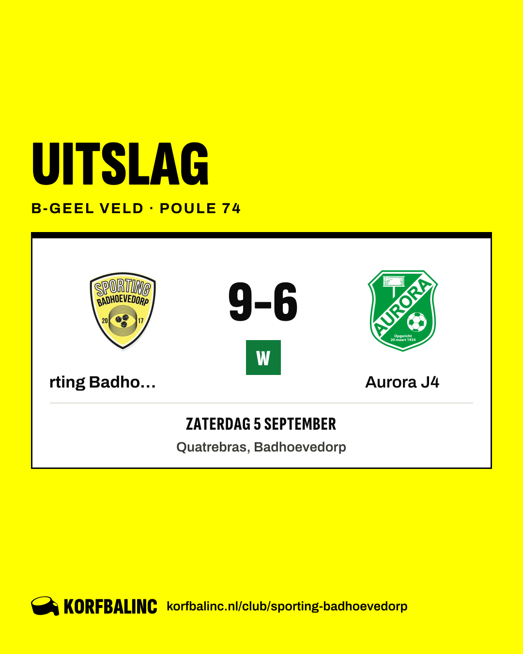 Sporting Badhoevedorp J4 - Aurora J4