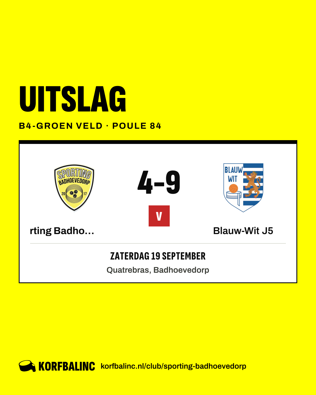 Sporting Badhoevedorp J7 - Blauw-Wit J5