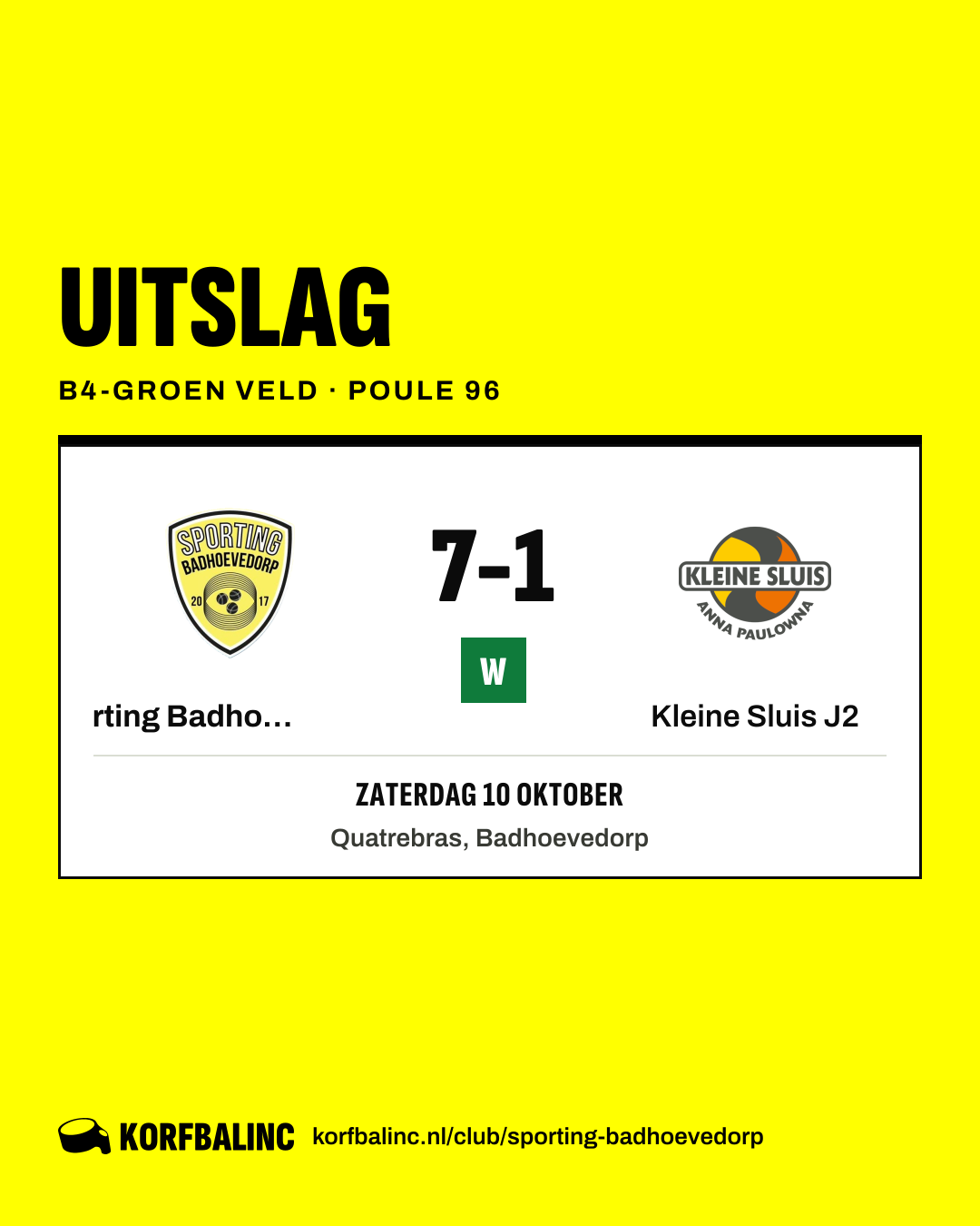 Sporting Badhoevedorp J6 - Kleine Sluis J2