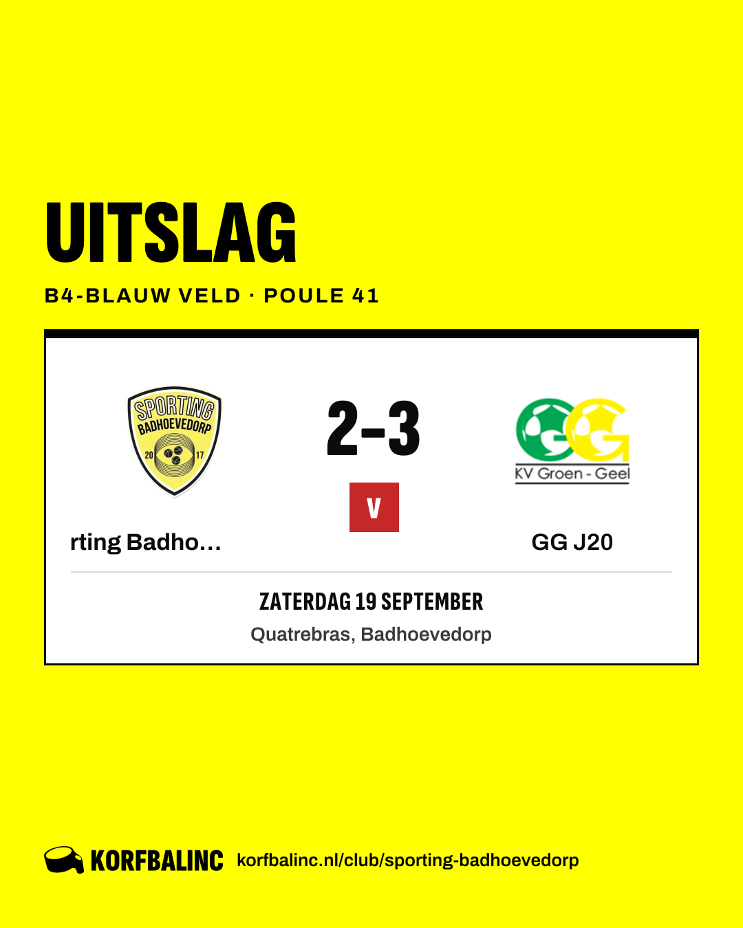 Sporting Badhoevedorp J8 - GG J20