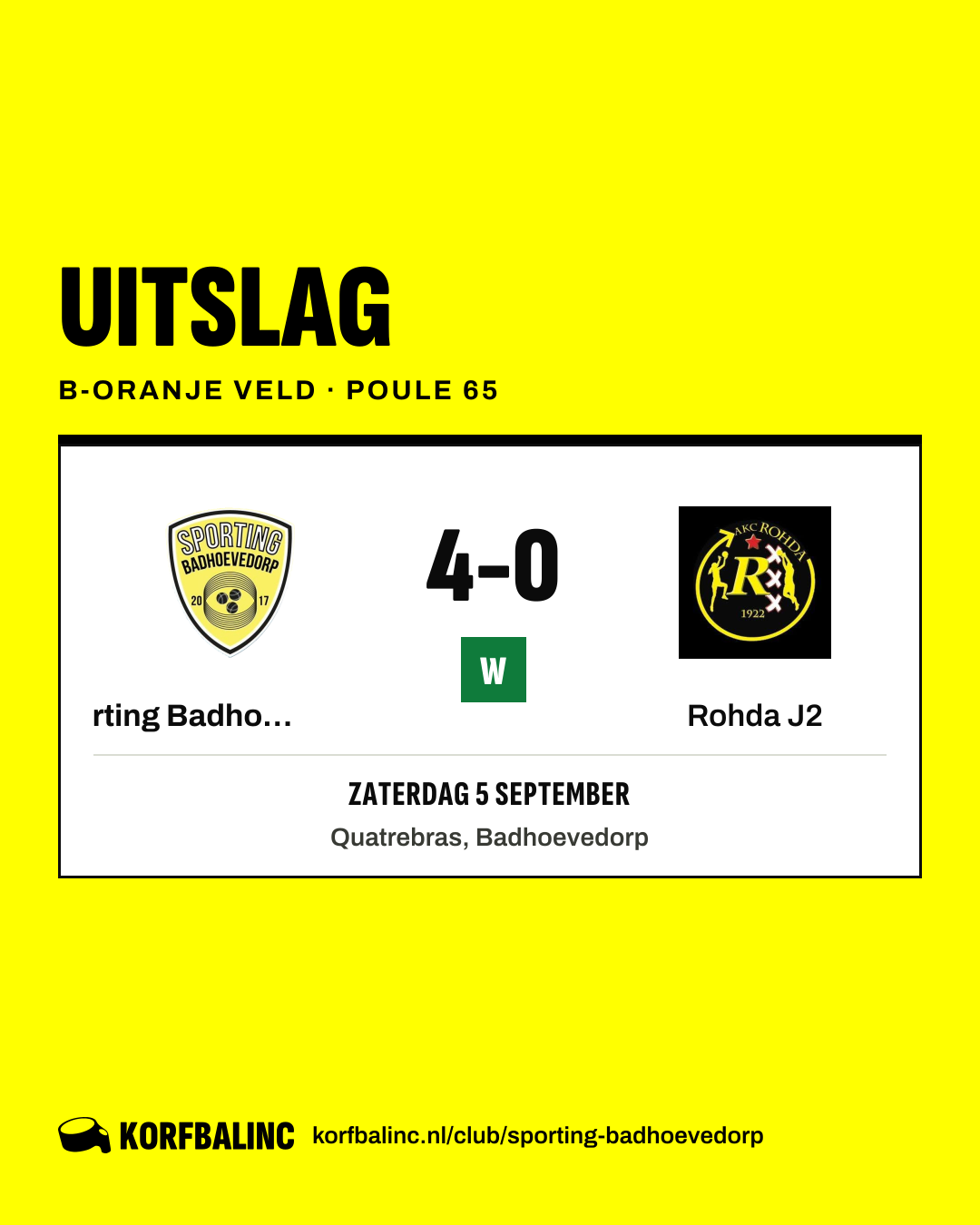 Sporting Badhoevedorp J2 - Rohda J2
