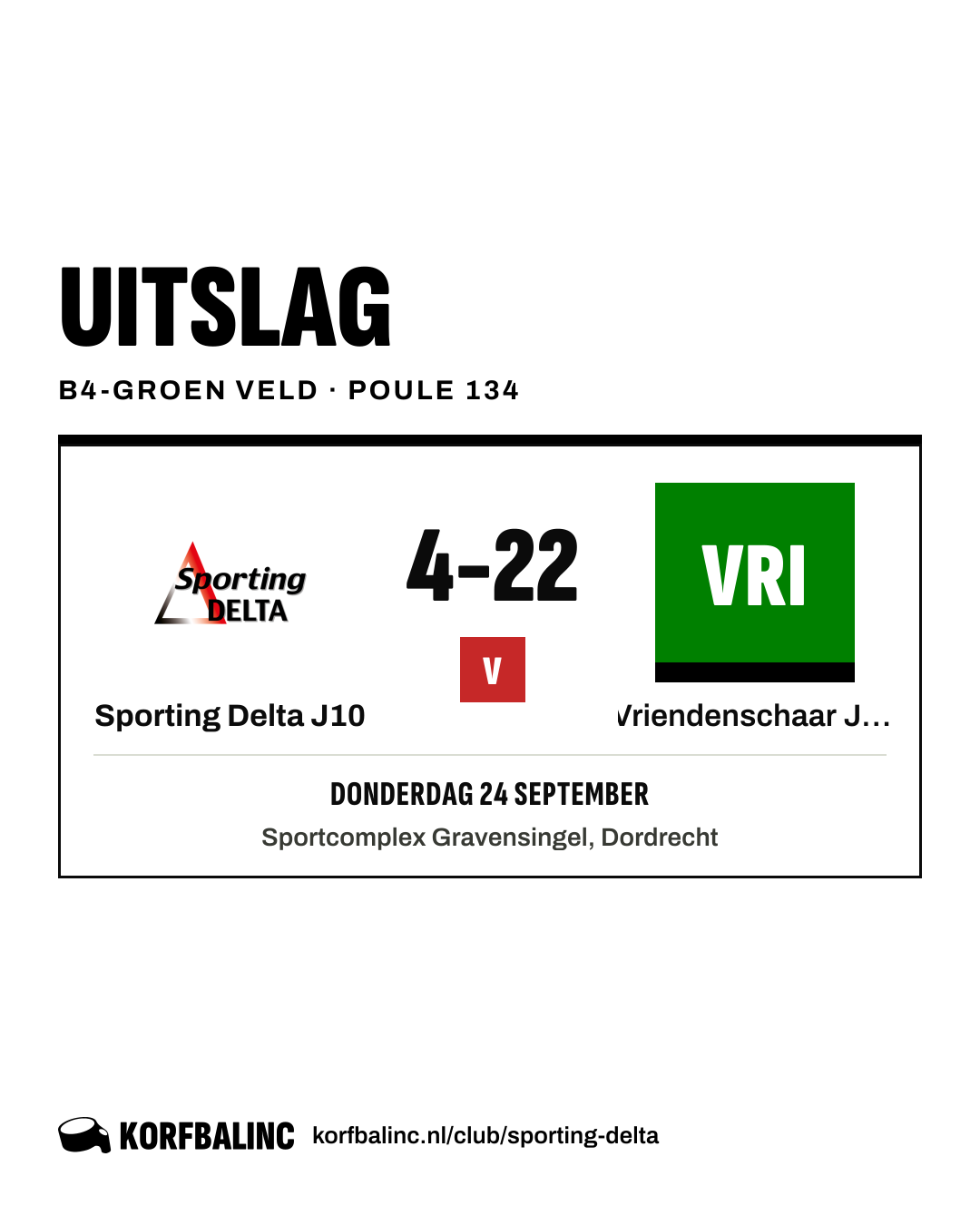 Sporting Delta J10 - Vriendenschaar J11