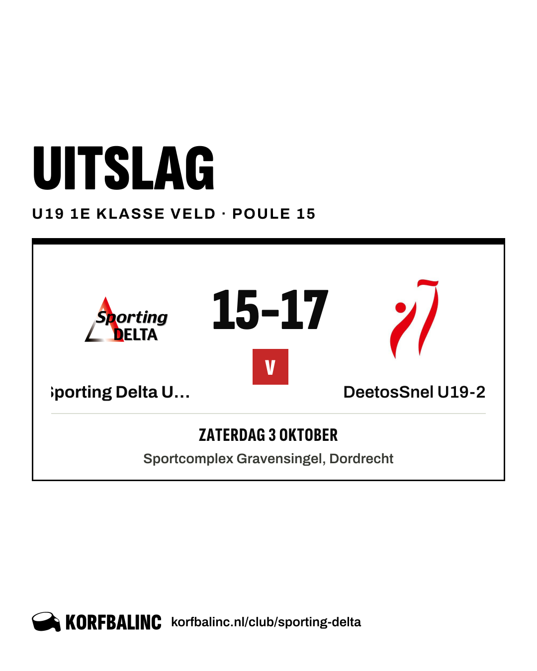 Sporting Delta U19-1 - DeetosSnel U19-2