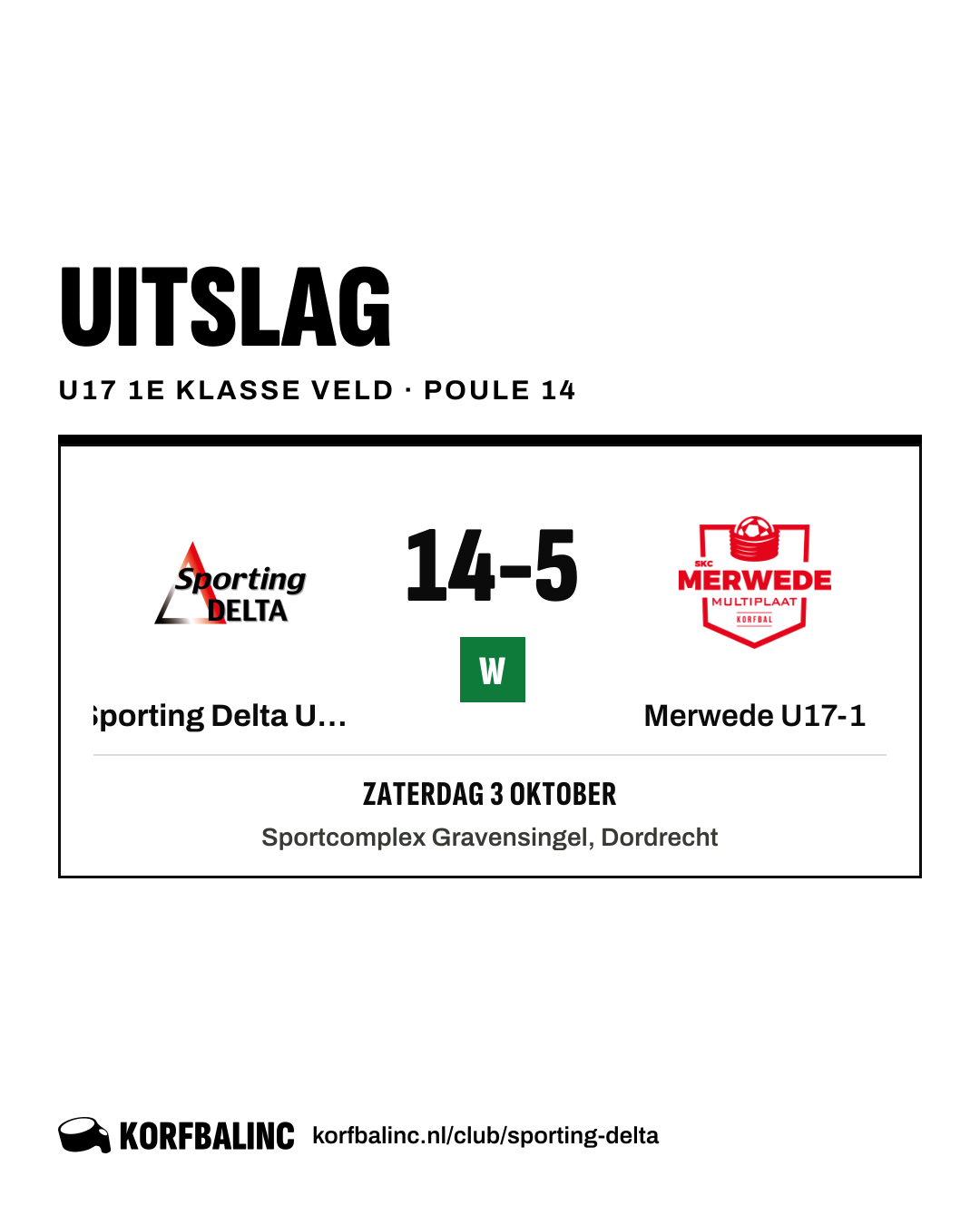 Sporting Delta U17-1 - Merwede U17-1