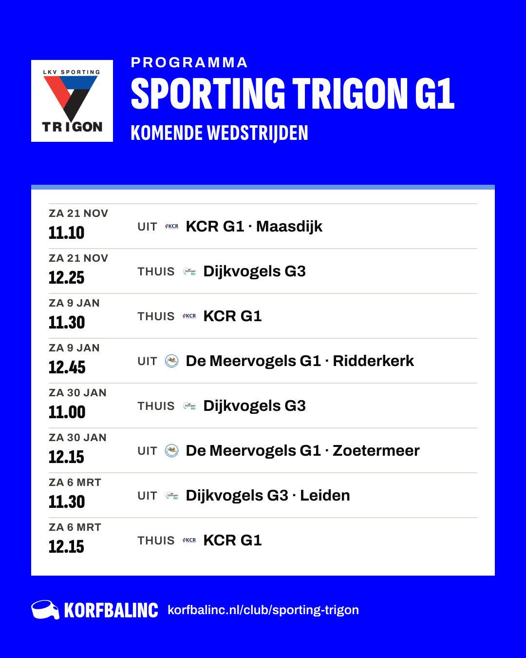 Fixtures Sporting Trigon G1