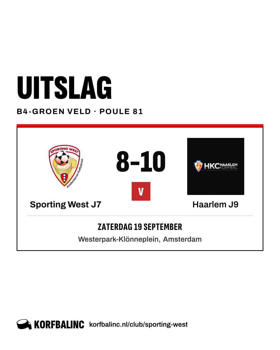 Sporting West J7 - Haarlem J9