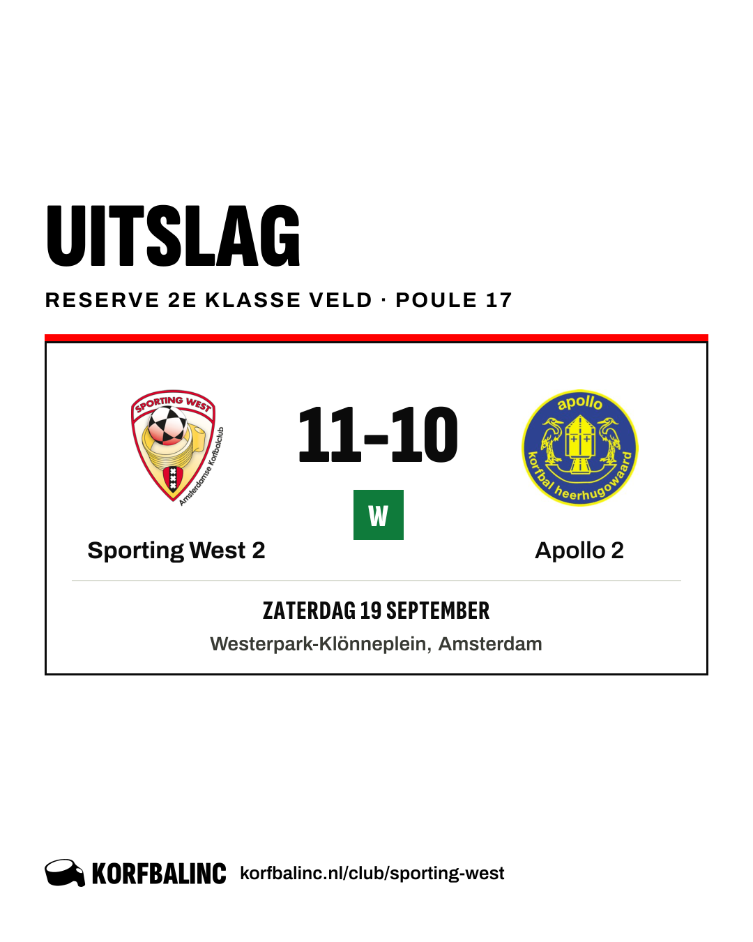 Sporting West 2 - Apollo 2