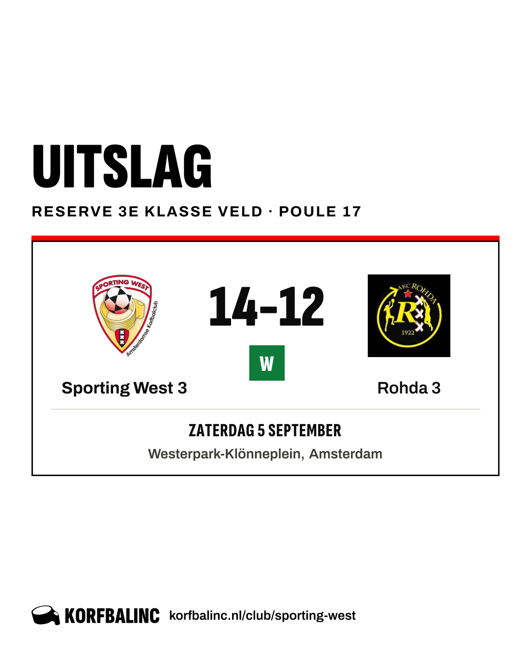 Sporting West 3 - Rohda 3
