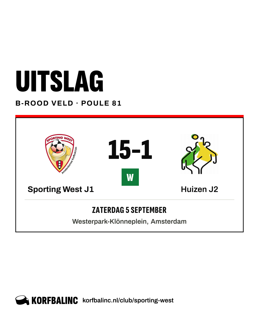 Sporting West J1 - Huizen J2