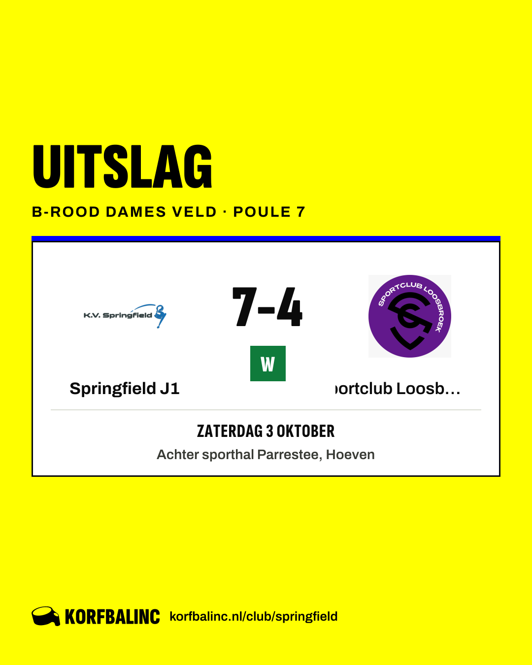 Springfield J1 - Sportclub Loosbroek J1