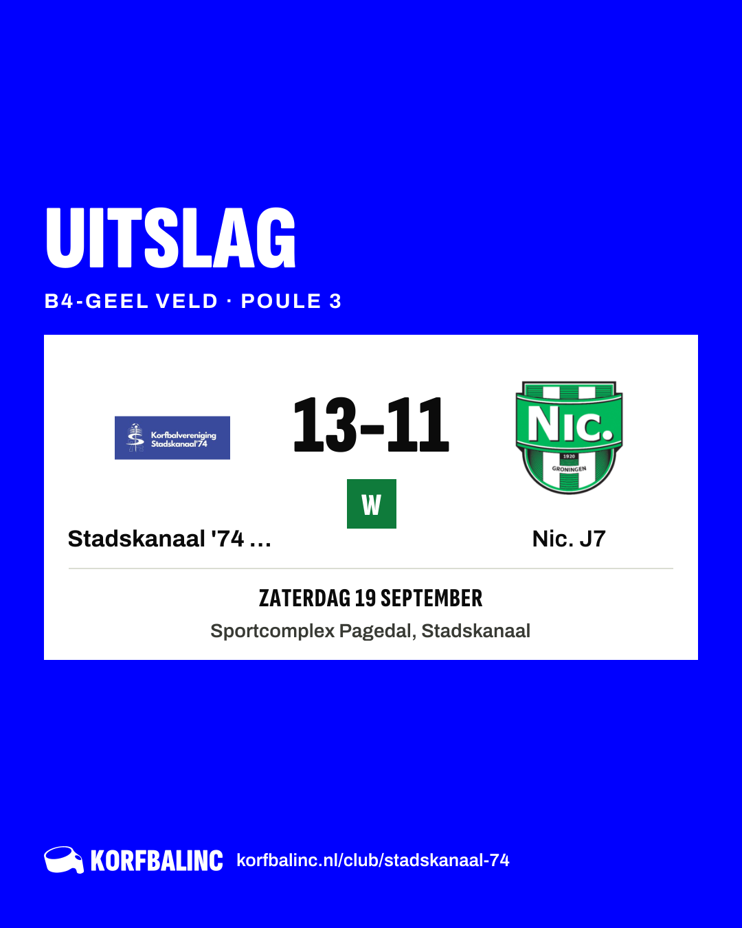 Stadskanaal '74 J2 - Nic. J7
