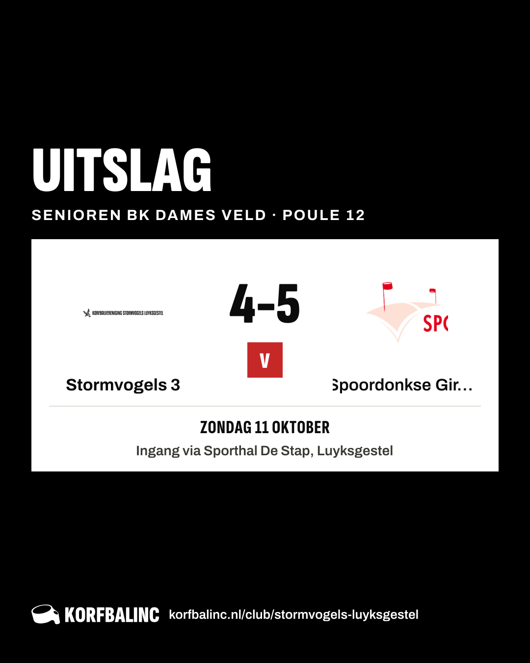 Stormvogels 3 - Spoordonkse Girls 2