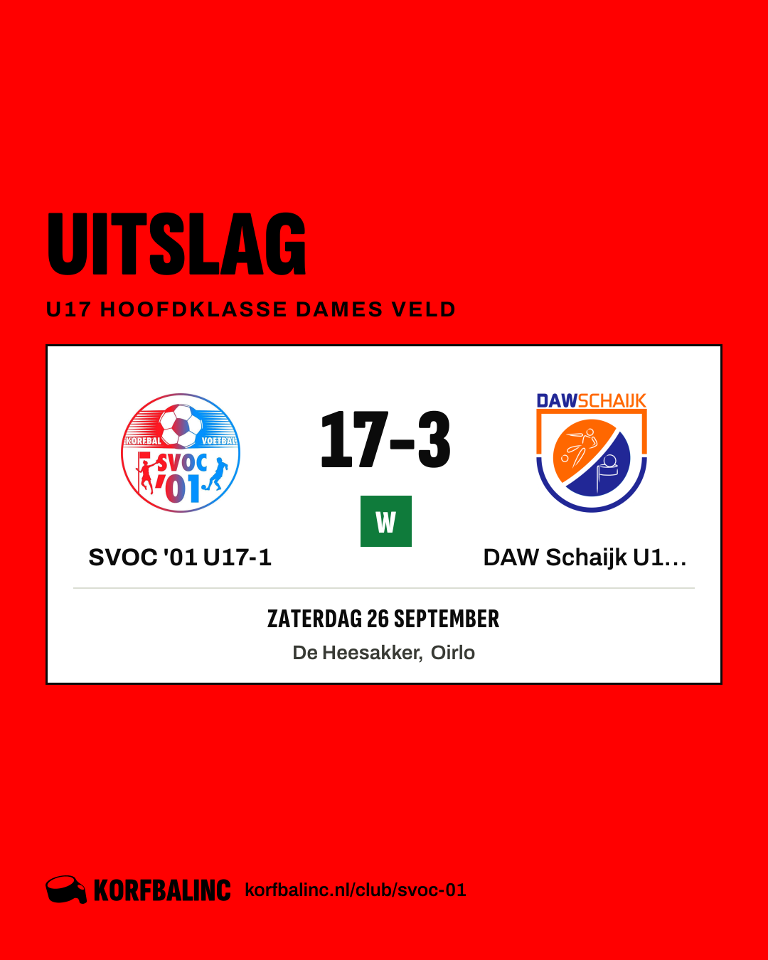SVOC '01 U17-1 - DAW Schaijk U17-1