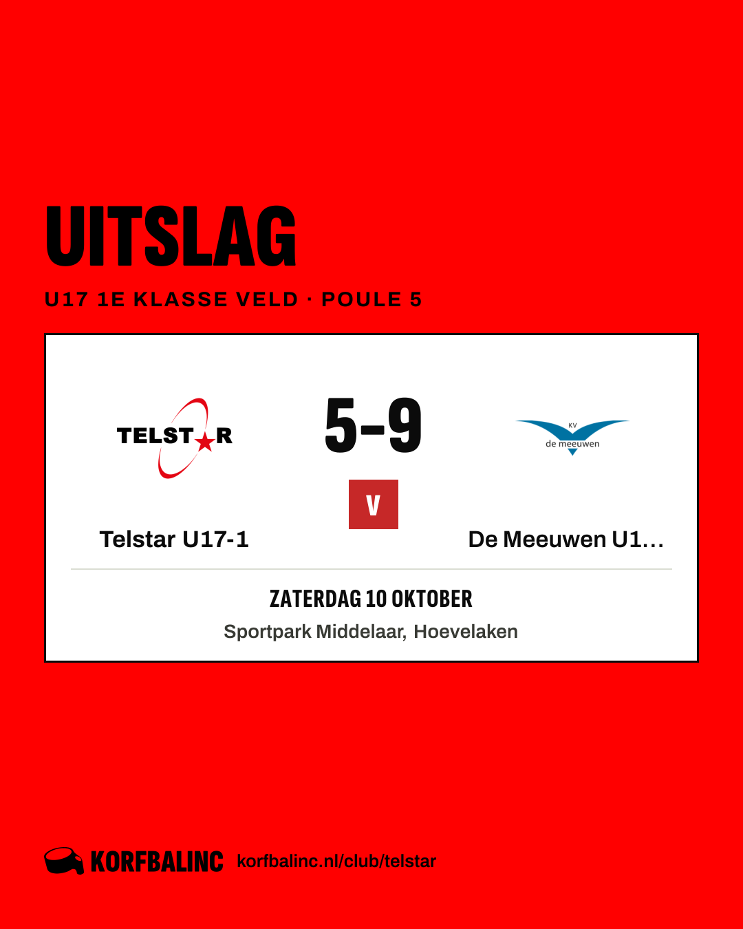 Telstar U17-1 - De Meeuwen U17-1