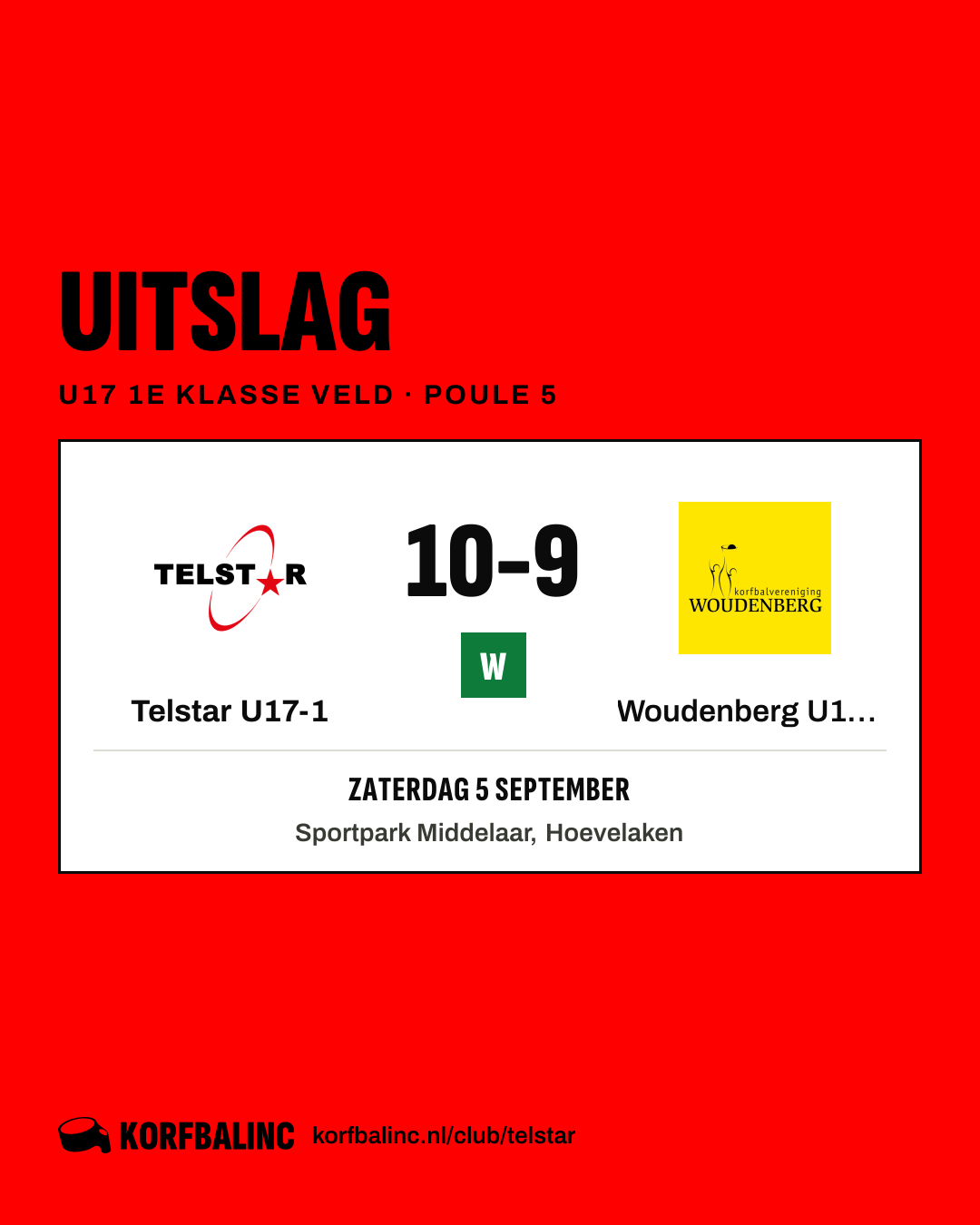Telstar U17-1 - Woudenberg U17-1