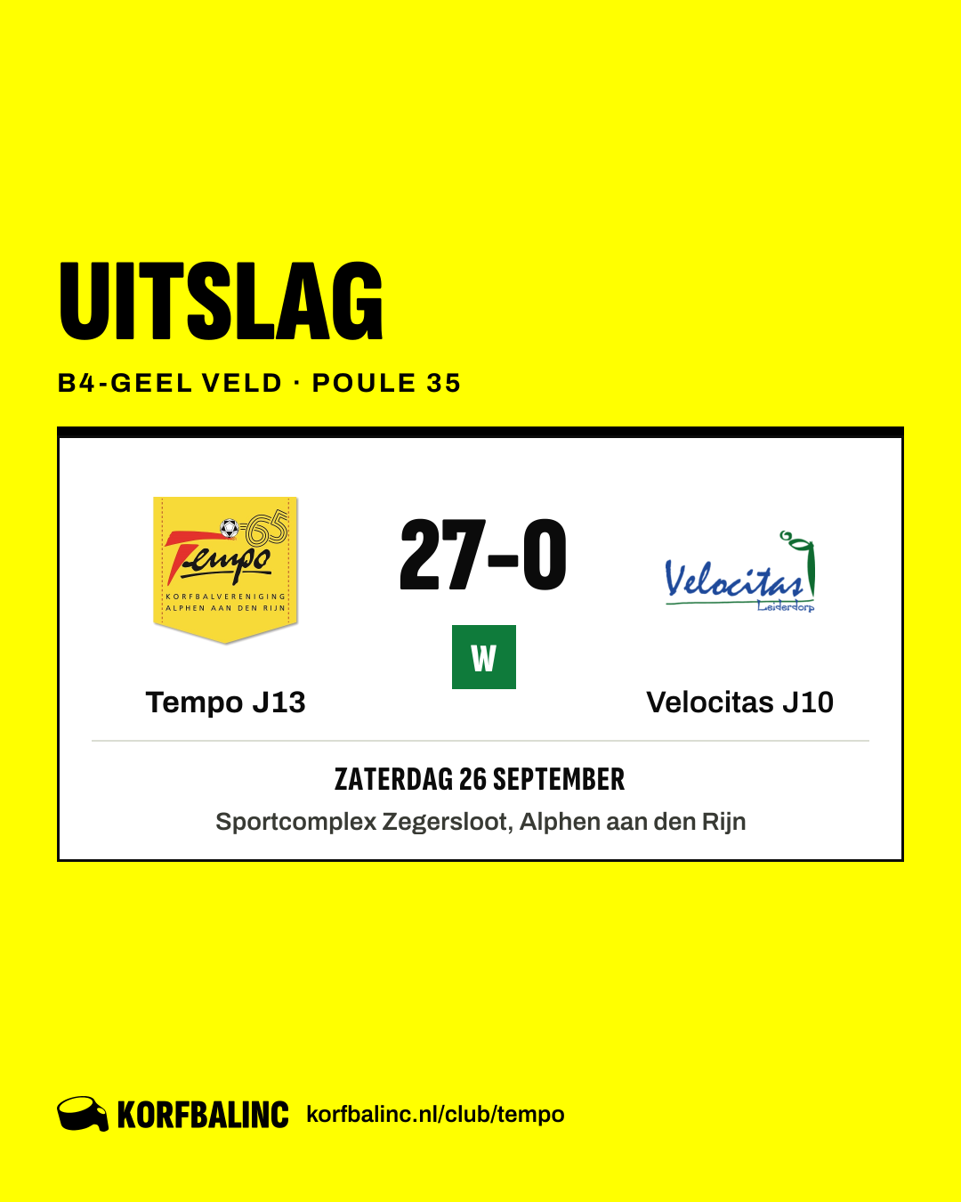 Tempo J13 - Velocitas J10
