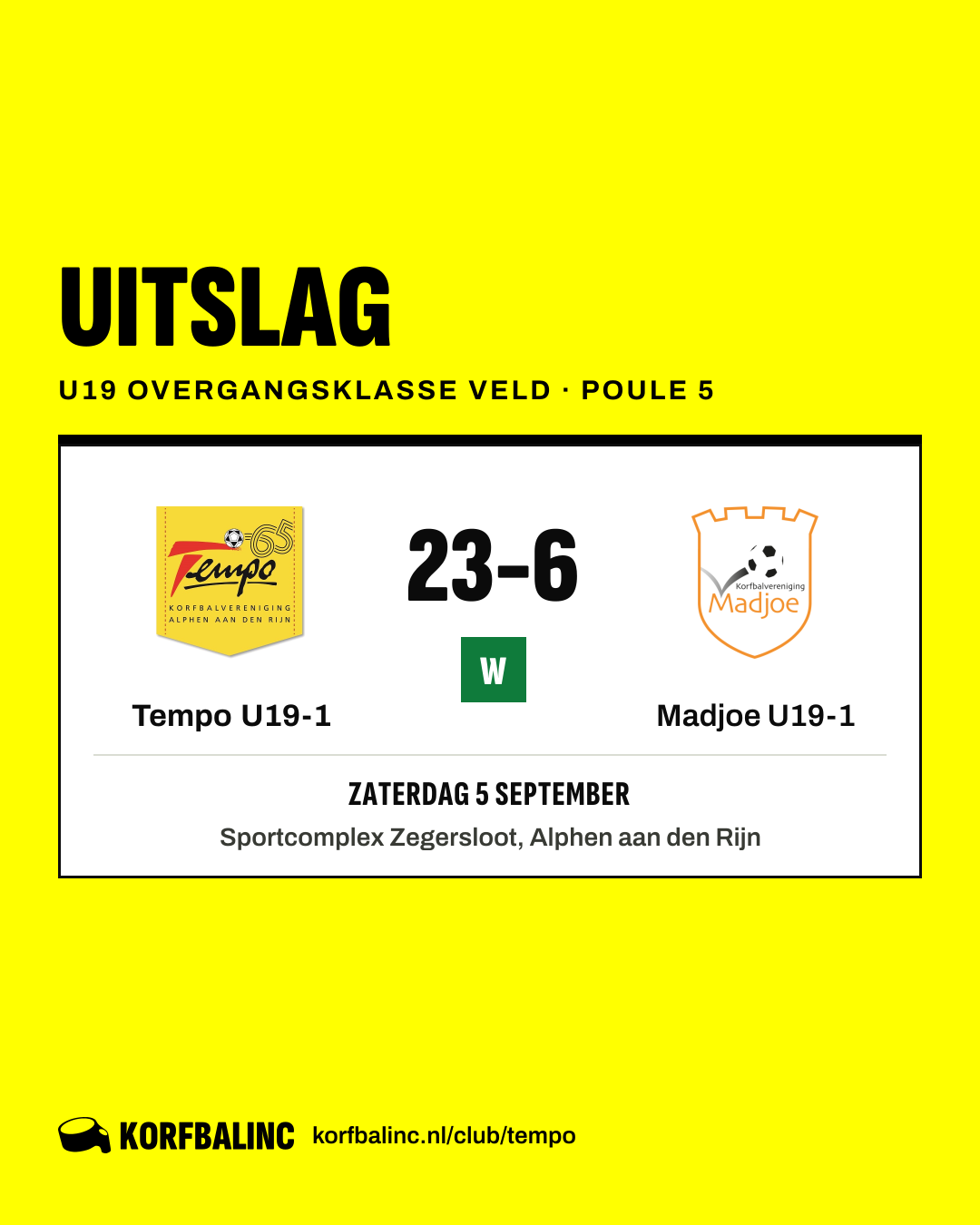 Tempo U19-1 - Madjoe U19-1