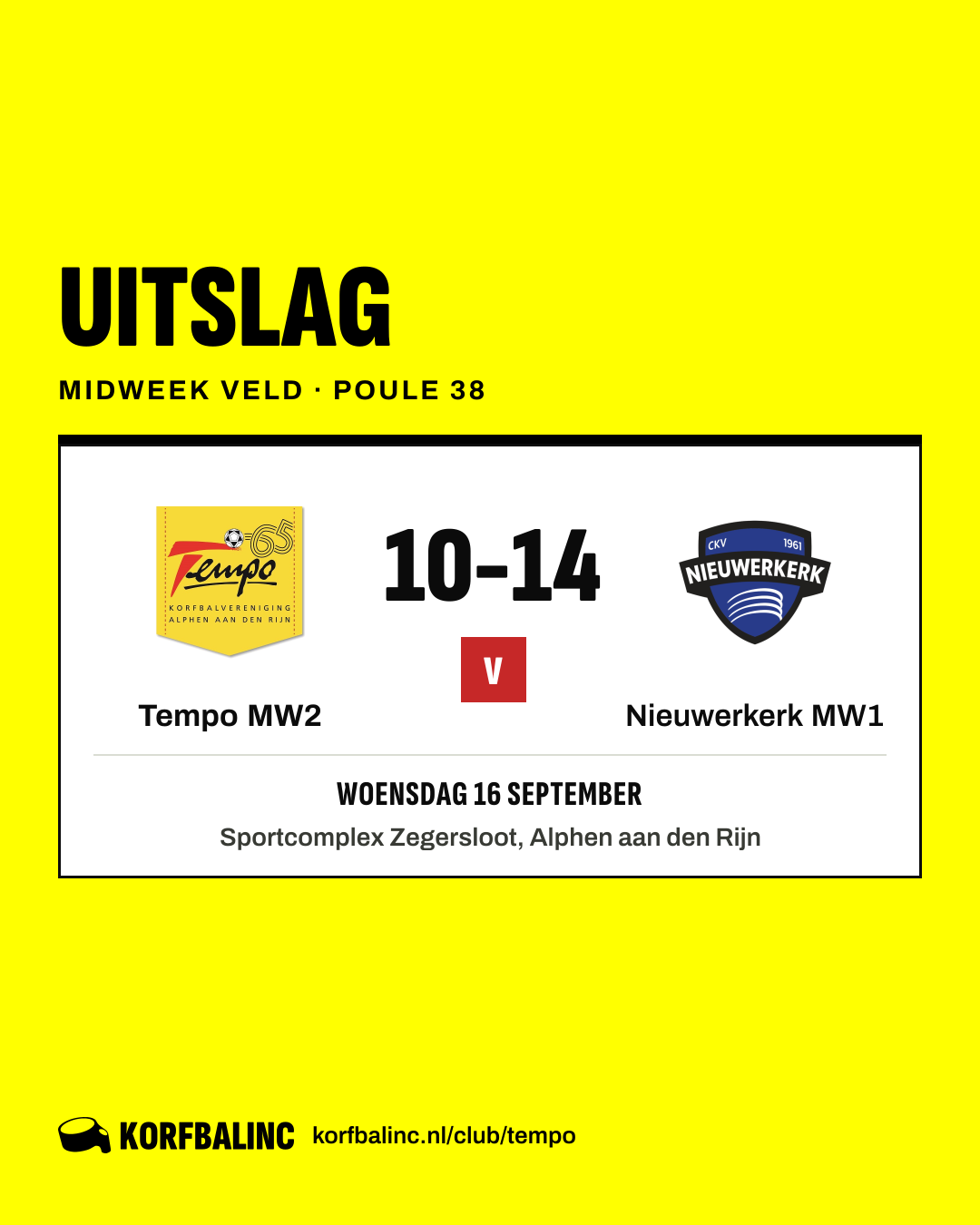 Tempo MW2 - Nieuwerkerk MW1