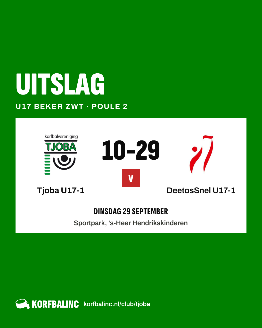 Tjoba U17-1 - DeetosSnel U17-1