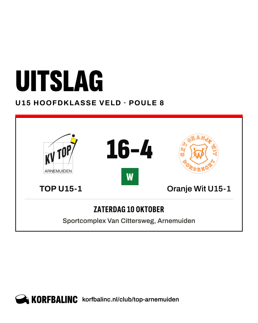 TOP U15-1 - Oranje Wit U15-1