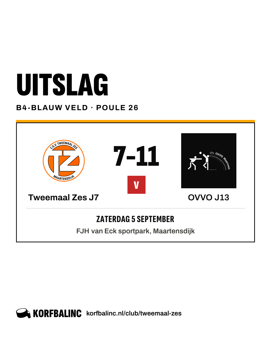 Tweemaal Zes J7 - OVVO J13